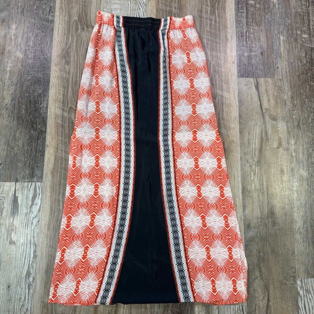 NWT ViX Paula Hermanny Tupi Gaby Long Skirt Orange 100% Silk Women Medium Hawaii